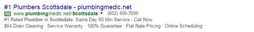 Example of Local Google Advertisement PPC Scottsdale