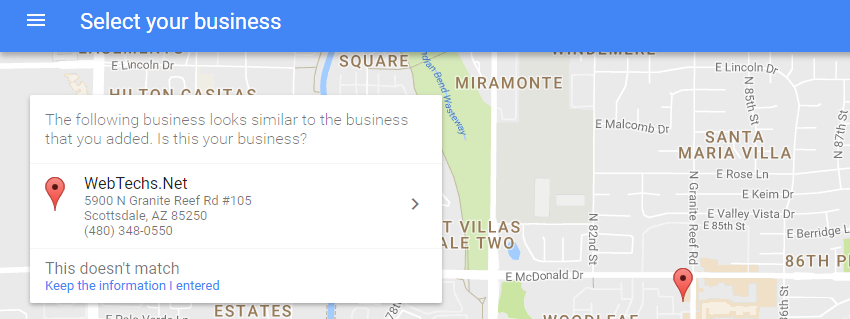 The following business looks similar to the business that you added. Is this your business